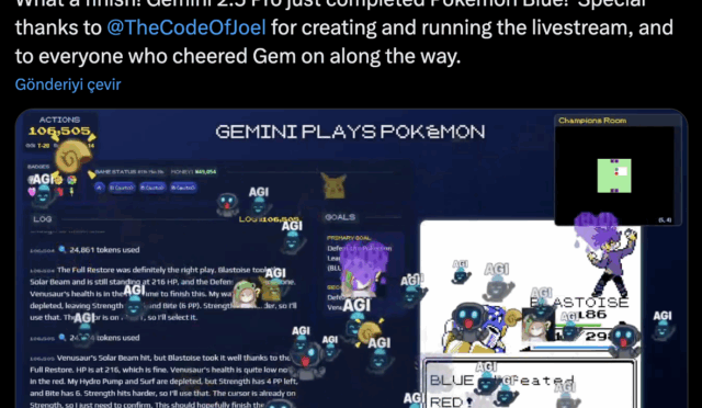 Gemini Pokemon Blue’yu Tamamladı: Yapay Zekadan Büyük Başarı