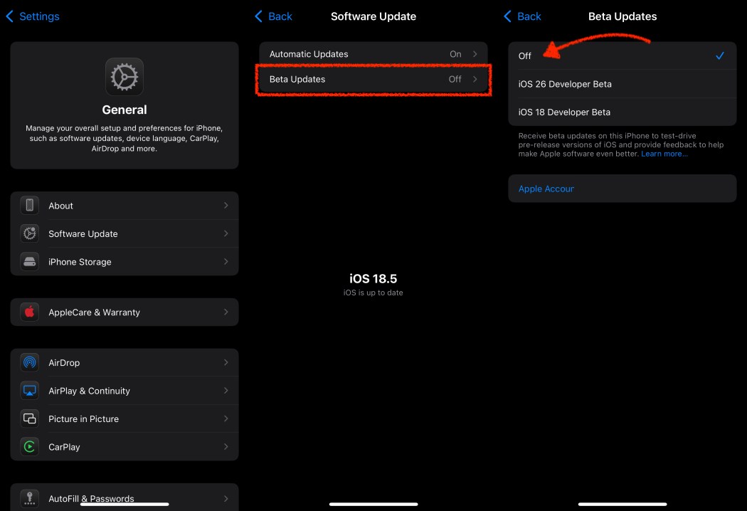 ios 26 beta nasil kaldirilir ios 26dan ios 18e geri donme adimlari 1